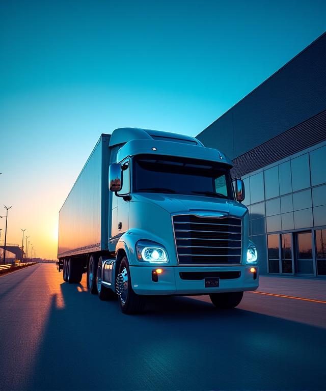 Modern freight truck at a transit facility