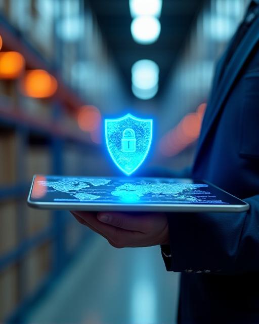 Secure data protection and logistics technology visual